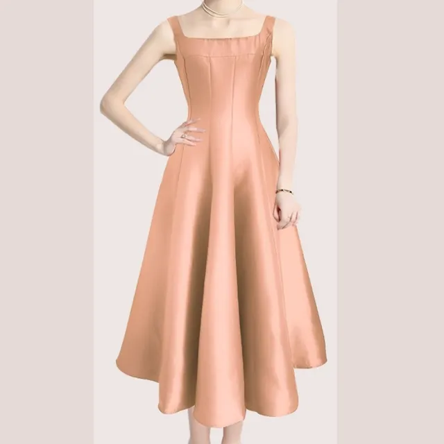 【米蘭精品】現貨+預購 連身裙法式名媛洋裝長裙小禮服宴會女裝-赫本風吊帶垂感女裙子8色t1og1
