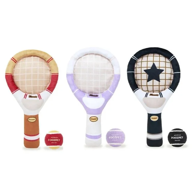 【POOZPET】互動網球拍*2入組（黑·紫·紅）(寵物玩具、狗玩具、貓玩具)
