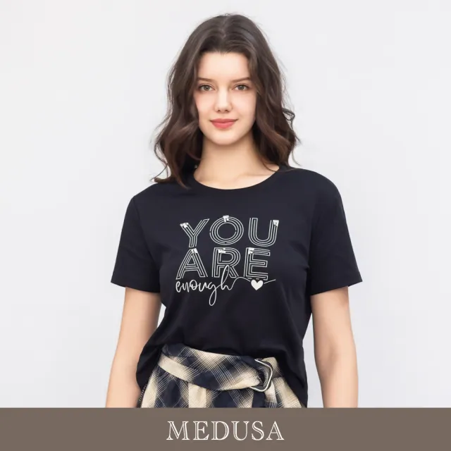 【MEDUSA 曼度莎】現貨-勵志英文純棉短Tee（M-XL）｜純棉T恤 短版上衣 休閒穿搭