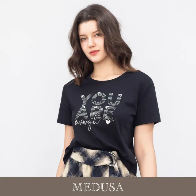 【MEDUSA 曼度莎】現貨-勵志英文純棉短Tee（M-XL）｜純棉T恤 短版上衣 休閒穿搭