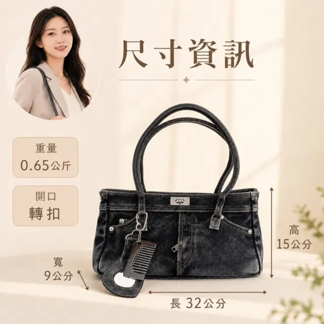 【EMMA SUE】雙11 牛仔布 復古 多口袋 女生包包 女包 大容量 多隔層 通勤 送女友 腋下包 手提包 