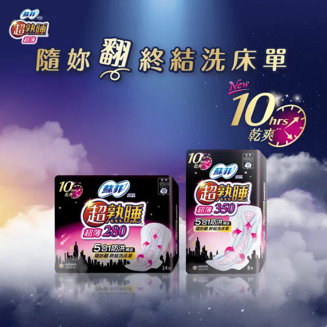 【Sofy 蘇菲】超熟睡衛生棉28-35cm 6包(細緻棉柔/超薄乾爽瞬吸層/超薄細緻棉柔)