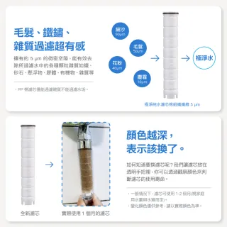 【CAESAR 凱撒衛浴】極淨純水 除氯過濾蓮蓬頭 1 機 6 芯+淋浴軟管組 (半年替換組)