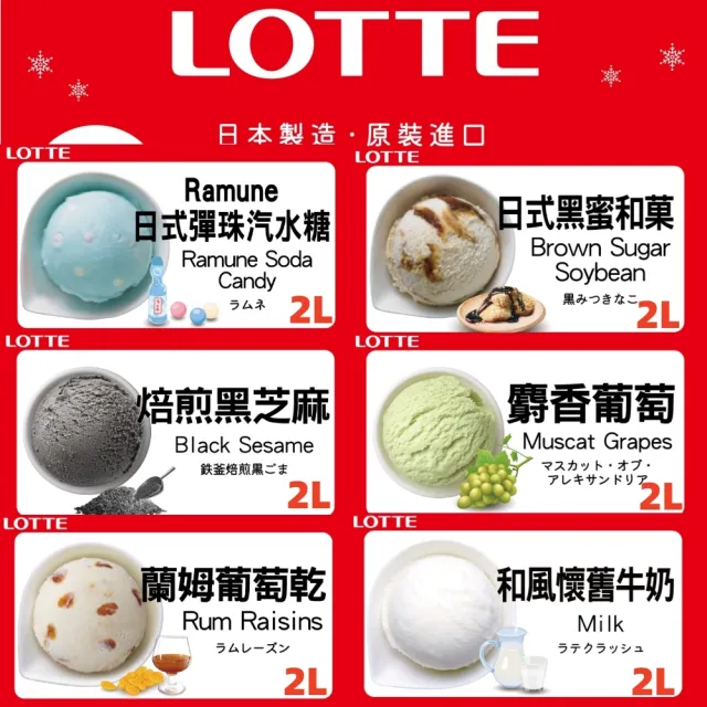 【Lotte 樂天】日本樂天家庭號桶裝冰淇淋4L(日本原裝進口多種口味任選/新竹物流冷凍配送)