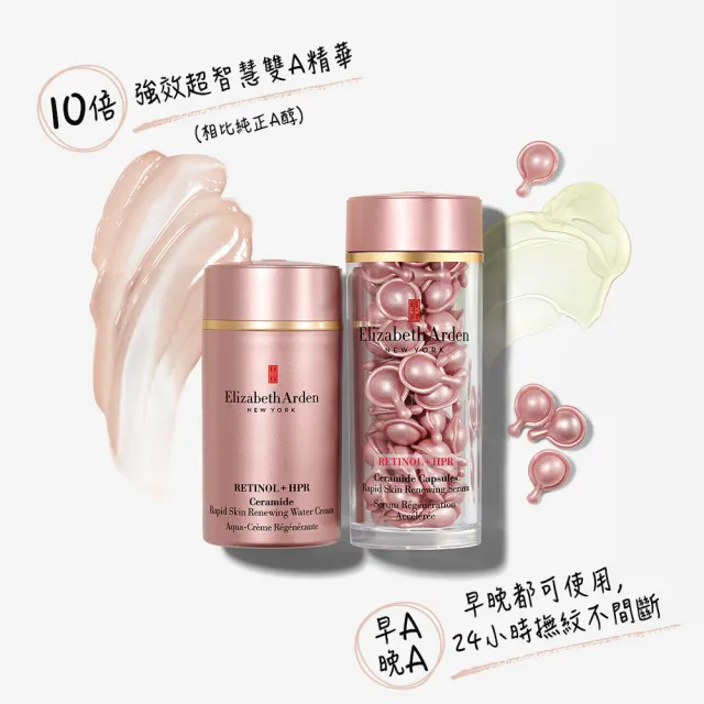 【伊麗莎白雅頓】官方直營 超A醇玫瑰金抗痕水禮盒 (水潤霜50ml+玫瑰金膠囊14顆+眼霜5ml)