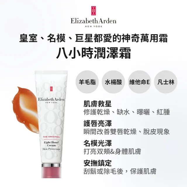 【伊麗莎白雅頓】官方直營 名人最愛八小時潤澤組/禮盒 (潤澤霜50ml+手霜30ml+護唇膏)