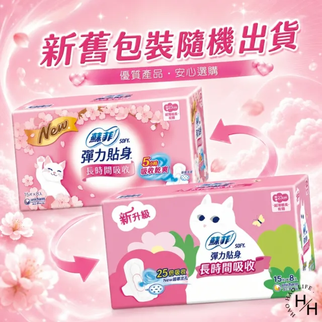 【Sofy 蘇菲】8包 23公分彈力貼身超薄日用衛生棉(23公分X15片X8包)