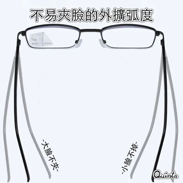 【Quinta】UV400抗紫外線濾藍光多焦點老花眼鏡(優雅氣質/經典方框/男女適用QTPM36)