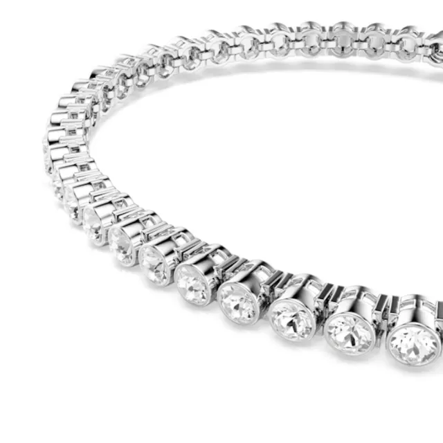 【SWAROVSKI 施華洛世奇】官方直營 Imber Emily Tennis 手鏈 圓形切割 白色 鍍白金色 | 1808960