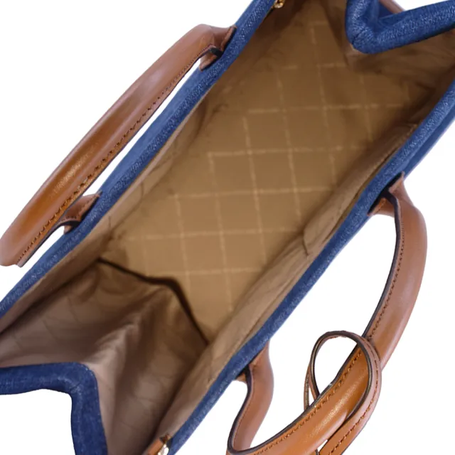 【Michael Kors】MIRELLA系列 牛仔帆布皮革 斜背/肩背/手提 手提包 斜背包 托特包 (丹寧牛仔/特大款)