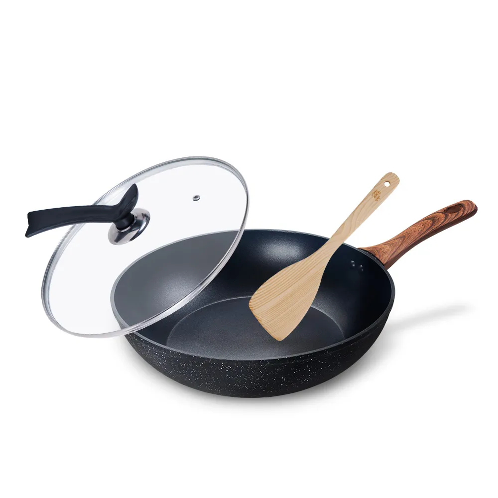 【CookPower 鍋寶】鈦頂極不沾鍋深炒鍋三件組30CM-IH/電磁爐適用(30炒+30蓋+鏟)