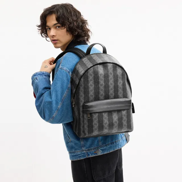 【COACH】蔻馳官方直營 TAYLOR 經典標誌條紋雙肩包 後背包-2色任選(CDX88)