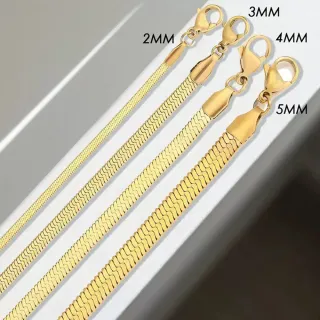 【CReAM】Elena歐美冷淡風4mm不鏽鋼鍍18K金色 蛇鍊手鍊 手環