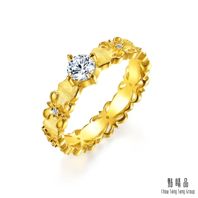 【點睛品】GIA 30分 復古鳶尾花 鑽石黃金戒指