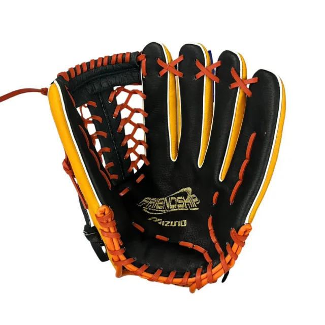 【MIZUNO 美津濃】壘球手套外野T網檔12.75吋牛豬混皮黃黑檔(1ATGS26820 9947)