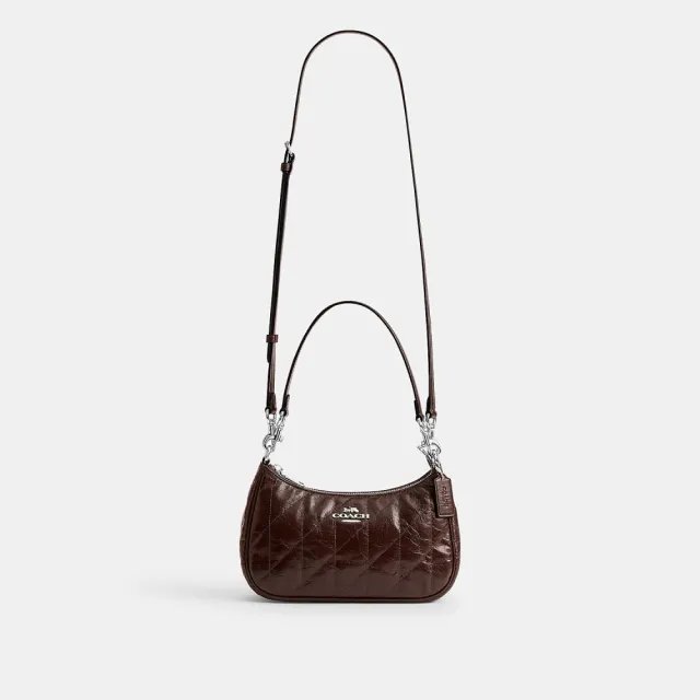 【COACH】蔻馳官方直營 TERI 絎縫細節單肩包 單肩手袋 斜背包-楓樹棕色(CDY83)