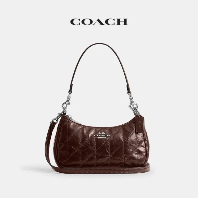 【COACH】蔻馳官方直營 TERI 絎縫細節單肩包 單肩手袋 斜背包-楓樹棕色(CDY83)