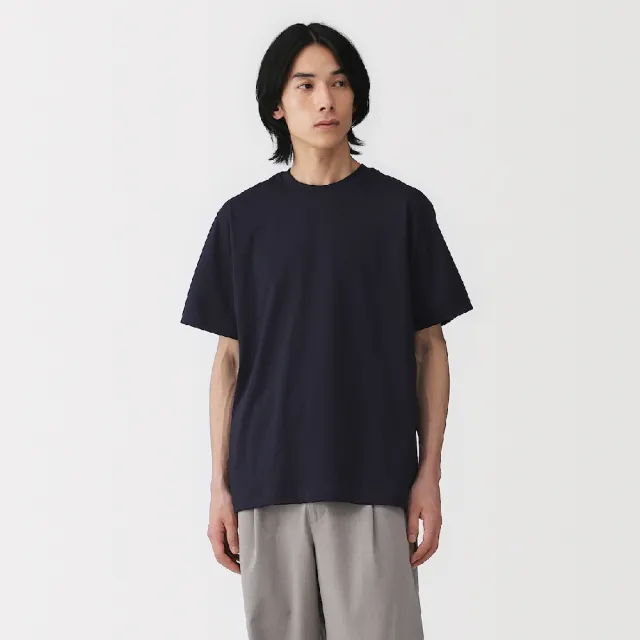 【MUJI 無印良品】男天竺圓領短袖T恤(白色/灰色/黑色/暗藍/粉米/淺綠/煙燻藍/深藍/卡其綠/煙燻棕)
