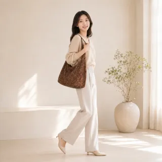 【EMMA SUE】雙11 豹紋包包 豹紋托特包 大包包 手提包 肩背包女 單肩女包 大容量包包 包包 單肩 