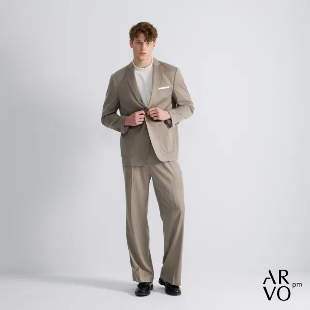 【ARVOpm】男女同款_方領淺灰直條紋寬鬆版西裝外套73126301003(限時6折)