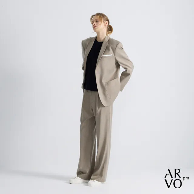 【ARVOpm】男女同款_方領淺灰直條紋寬鬆版西裝外套73126301003(限時6折)