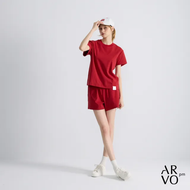 【ARVOpm】男女同款_logo刺繡紅色Baby Tee73126319001(雙11限定)