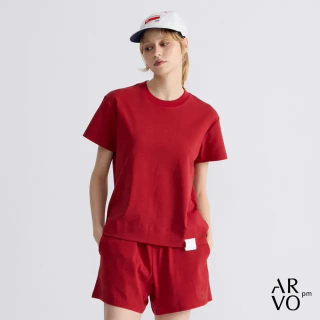 【ARVOpm】男女同款_logo刺繡紅色Baby Tee73126319001(雙11限定)