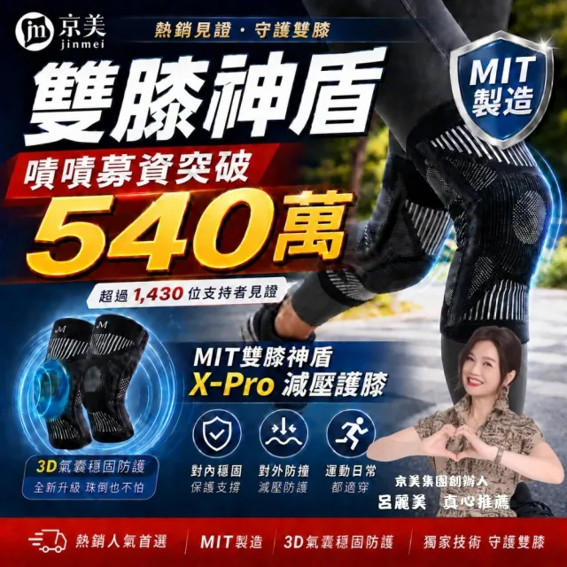 【京美】新品上市-X-PRO雙膝神盾2雙(贈多功能運動襪2雙)