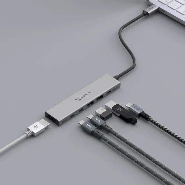【ADAM 亞果元素】Hub DE06 USB-C 6合一多功能集線器(隨插即用)