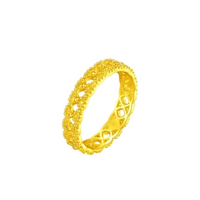 【周大福】ING系列蕾絲蝴蝶結小金花黃金戒指_計價黃金(港圍14號)