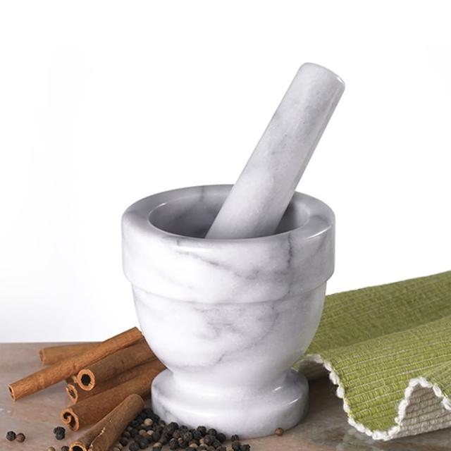 【creative Home】Creative Home 天然白色大理石香料碗/杵臼碗/搗藥碗/研磨碗/研磨器