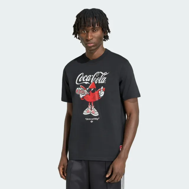 【adidas 愛迪達】短袖上衣 男 三葉草 亞規 COCA-COLA CC TREFFIE TEE 黑 KY2108