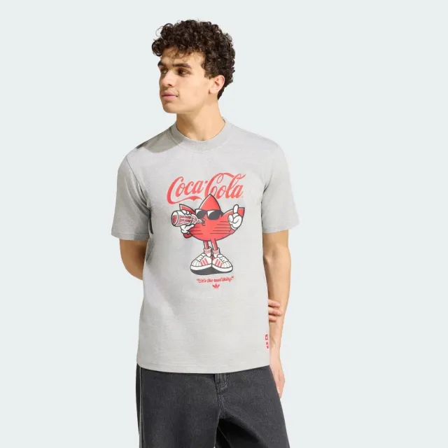 【adidas 愛迪達】短袖上衣 男 三葉草 亞規 COCA-COLA CC TREFFIE TEE 灰 KY2107