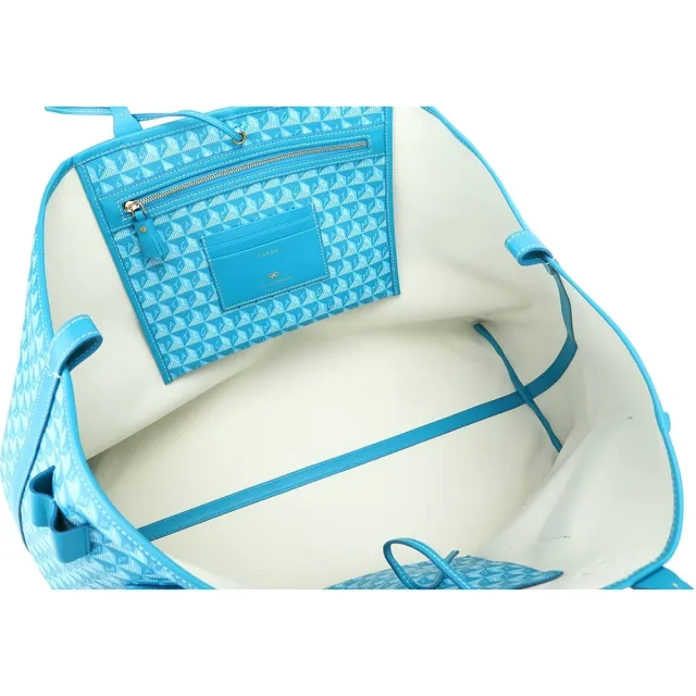 【ANYA HINDMARCH】I Am A Plastic XL 再生塗層帆布多口袋肩背托特包-藍色