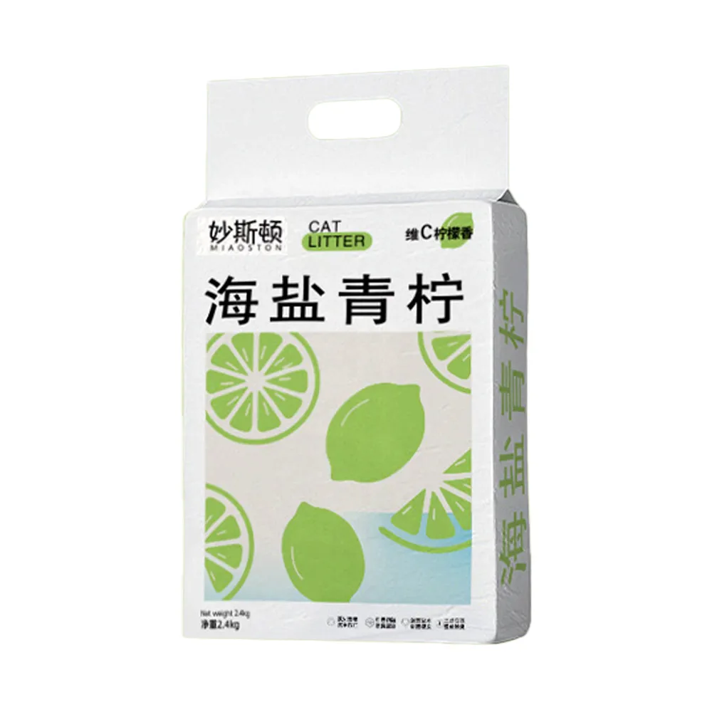 【妙斯頓】除臭結團木薯混合海鹽青檸香貓砂(2.4公斤 混合貓砂 淨味清香 多重除臭)