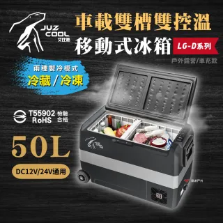 【Juz cool 艾比酷】雙槽雙溫控車用冰箱 D50 冷藏冷凍 LG壓縮機 溫控冰箱 行動冰箱 悠遊戶外