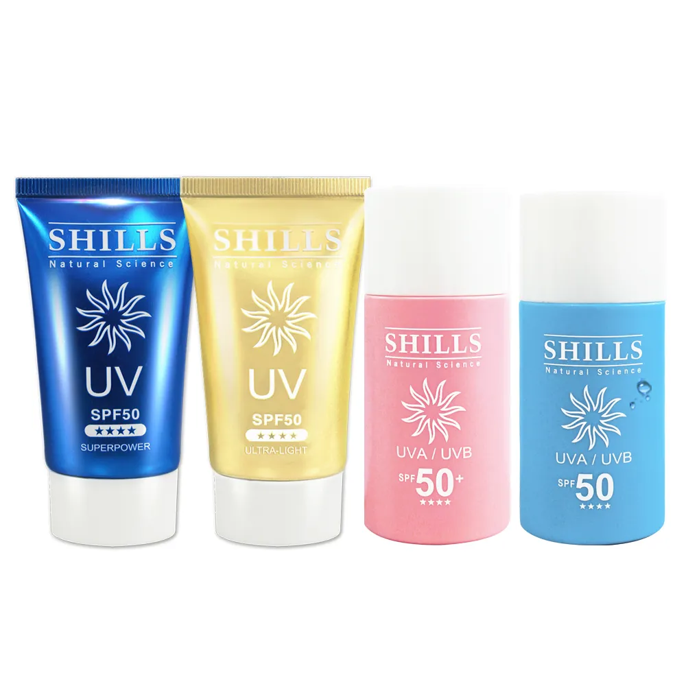 【SHILLS 舒兒絲】很耐曬超清爽美白防曬凝乳SPF50★★★★2入+防曬乳2入(敏感肌可用)