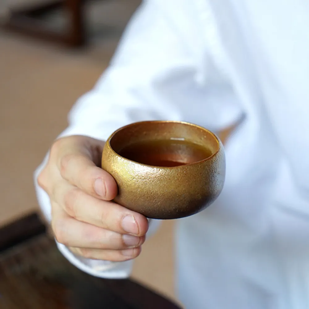 【LohasPottery 陸寶】大漠金沙-晚霞杯(60ML 原礦陶 茶具茶杯 主人杯 附雅緻收納布袋)