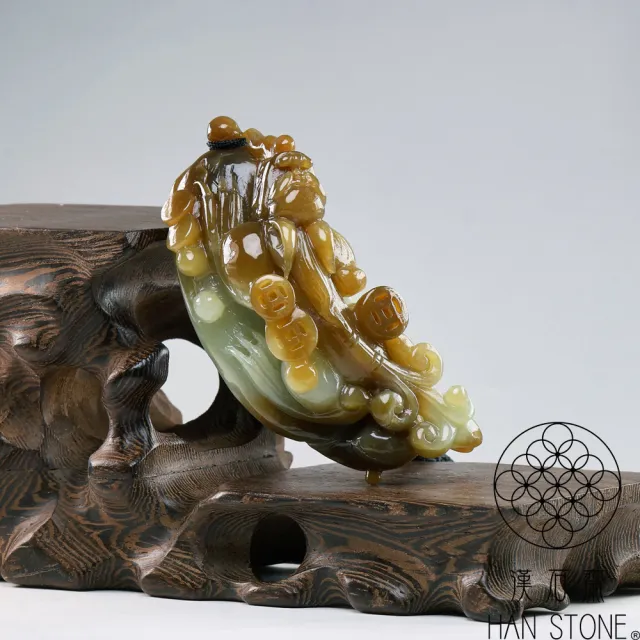 【漢石齋】天然和田玉 貔貅玉佩手把件 白玉帶糖(34*88*30mm)