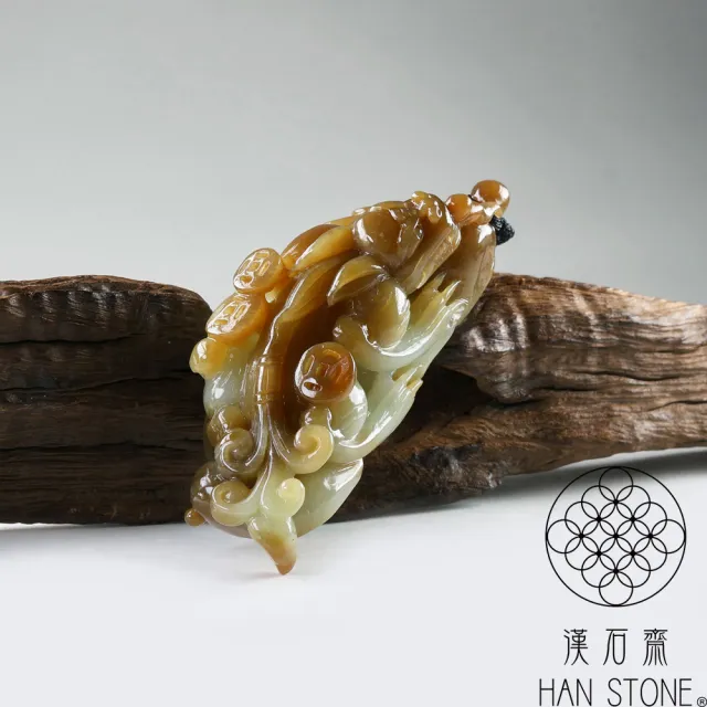【漢石齋】天然和田玉 貔貅玉佩手把件 白玉帶糖(34*88*30mm)