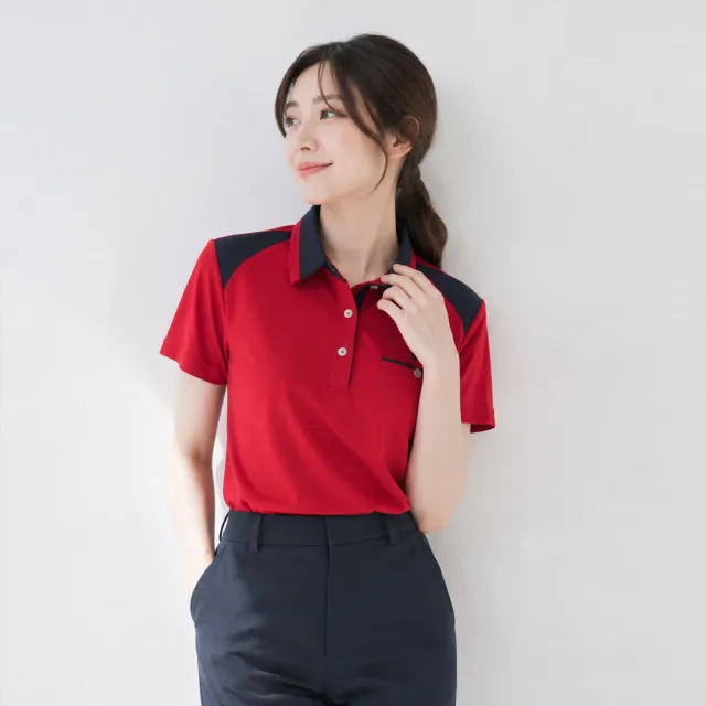 【遊遍天下】MIT台灣製女款抗UV防曬涼感吸濕排汗機能POLO衫 紅色(M-5L大尺碼)