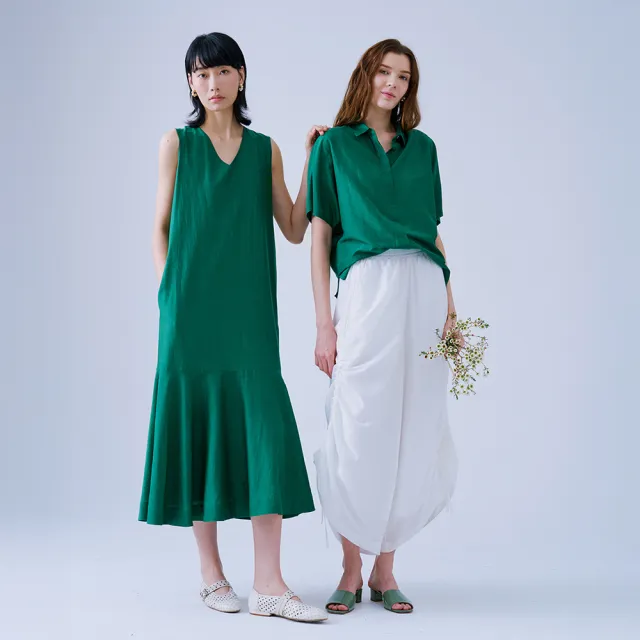 【giordano ladies】26SS 蠶絲混紡荷葉背心洋裝(02466022)