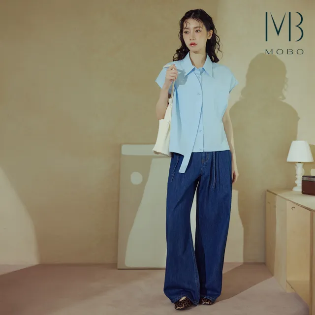 【MO-BO】不對稱設計感抽繩襯衫