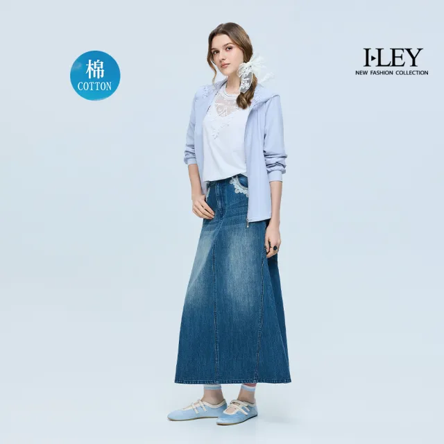 【ILEY 伊蕾】法式蕾絲拼接剪裁太空棉T(白；M-XL；1262011202)