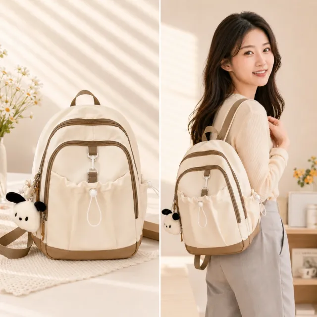 【EMMA SUE】雙11 兒童後背包 尼龍後背包 包包 後背包 奶茶色包包 小包包 後背包 ins小物 小後背