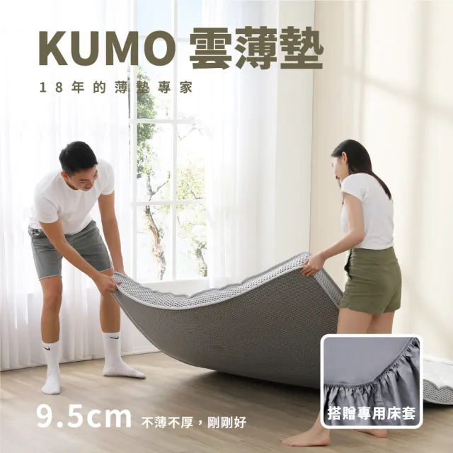 【Darphia 朵法亞】台灣製單人薄型獨立筒床墊5x6.2尺x9.5cm-KUMO雲薄墊