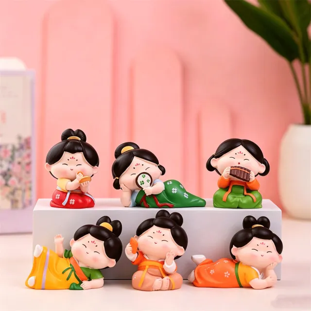 新川-唐仕女擺件 古風女孩桌面裝飾品 六個裝 生日禮物 送同事/朋友/女朋友 擺件 手提袋裝
