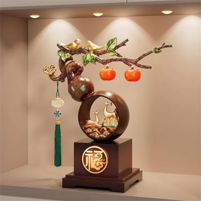 新川(柿柿)事事如意擺件 葫蘆(福祿)雙收 客廳裝飾品 喬遷禮物 送禮