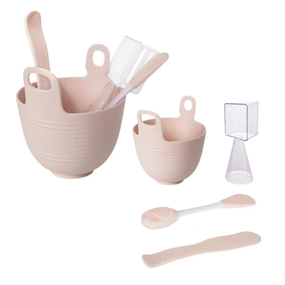 【美麗保養】DIY軟膜碗套組(調膜碗 面膜棒 調膜碗 美容 化妝工具 可壁掛 硅膠面膜碗)