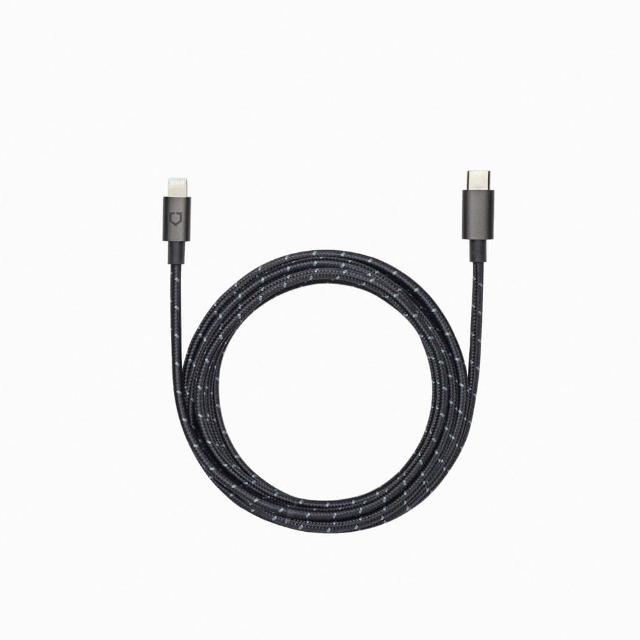 【RHINOSHIELD 犀牛盾】Lightning to Type-C/ USB-C 蘋果黑色編織傳輸充電線 (1公尺)